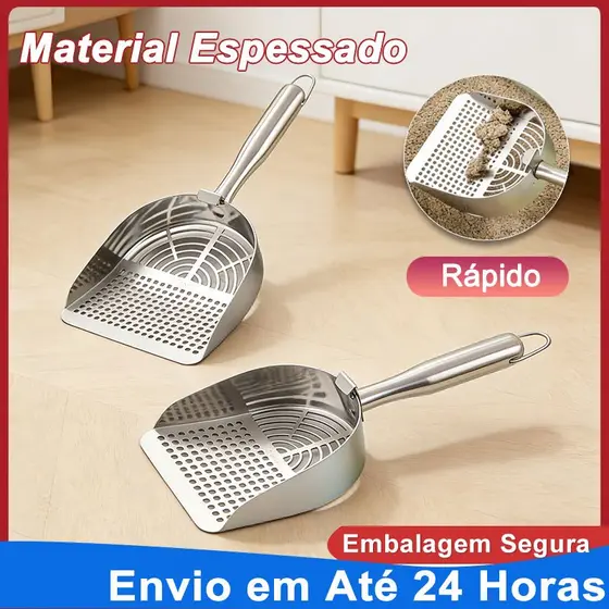Pá Areia para Gato em Aço Inoxidável - Peneira para Areia de Gato Escova de Limpeza para Caixa Areia, Ferramenta