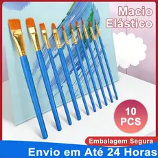 Pincéis Pintura Profissional 10 Peças Cerdas Macias Nylon, Multitamanho para Aquarela, Óleo, Acrílico Guache