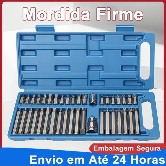 Kit Com 40 Peças De Ferramentas 40 Peças Bit Torx Allen Multidentado Crv De Alta Qualidade