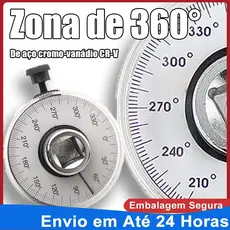Transferidor Medidor de Grau Angular 360° 1/2" para Chave de Torque Profissional