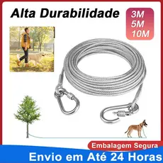 Cabo De Aço Para Amarração E Guia De Cães 3/5/10 Metros Revestido De Pvc Reforçado