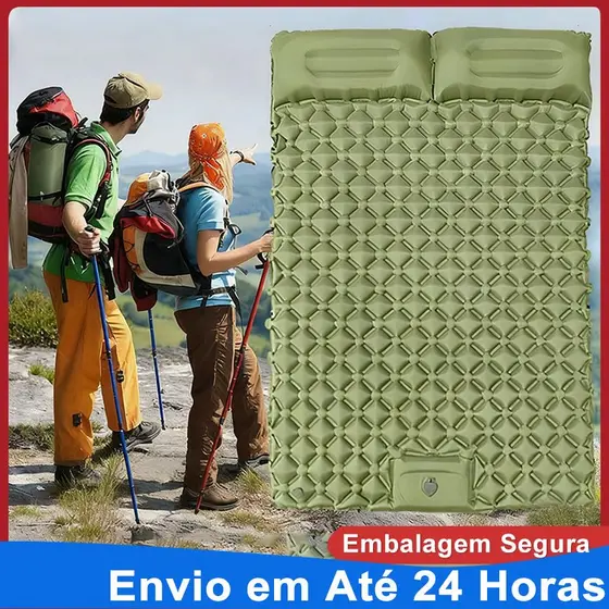 Colchão Inflável Casal Automático Para Acampar Multiuso Camping Com Bomba Embutida Com Travesseiro