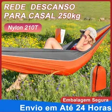 Rede de Descanso para Casal 250kg - Nylon 210T Resistente, Portátil para Camping, Praia e Quintal