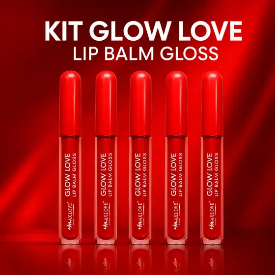 Kit Lib Balm Labial Hidratante Morango 5 Unidades para Lábios Macios e Brilhantes Uso Diario