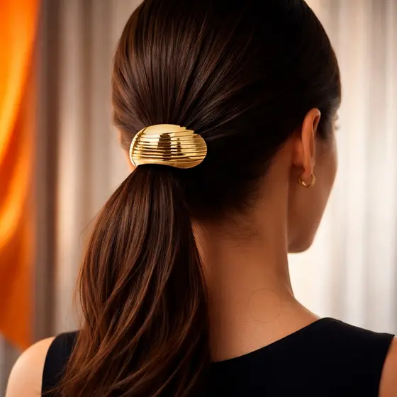 Elástico de Cabelo Estiloso Sofisticado Aplique Dourado