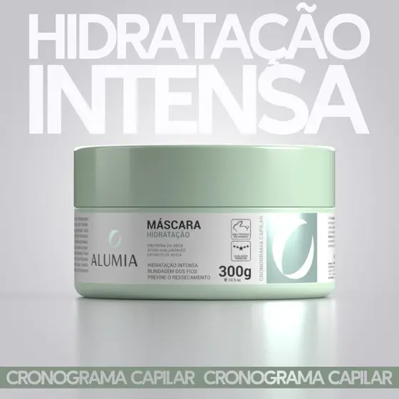 Máscara Hidratação Alumia 300g – Ácido Hialurônico + Proteína da Seda + Aveia #CABELOS TRATADOS #TRATAMENTO PROFISSIONAL