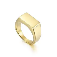 Anel Quadrado Liso De Aço Inoxidável Banhado A Ouro De Novo Estilo Simples