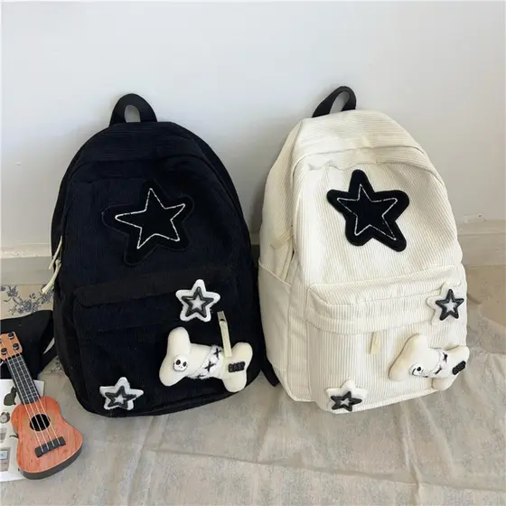 Mochila Ajustável para Estudantes, Decoração de Nó Estilo Y2K, Bolsa de Viagem de Grande Capacidade, Material de Veludo,