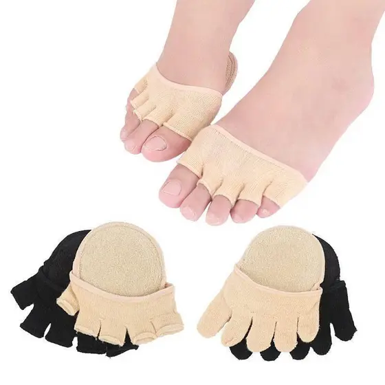 2 pares de meias de cinco dedos, respiráveis e absorventes de suor, com design antiderrapante na parte frontal do pé e a