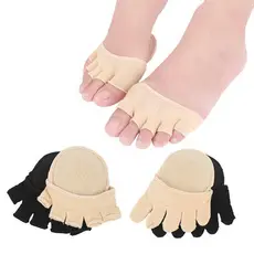 2 pares de meias de cinco dedos, respiráveis e absorventes de suor, com design antiderrapante na parte frontal do pé e a