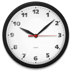 Relógio de Parede Redondo Preto Clássico para Decoração de Sala Cozinha Escritório Mecanismo Quartz Tic Tac 24 Cm