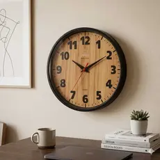 Relógio de Parede Grande Plashome Kappa Clássico Preto Madeira 28 Cm Sala Cozinha Escritório Consultório e Decoração