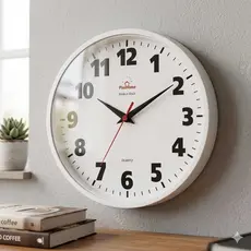 Relógio De Parede Grande Plashome Kappa Clássico Branco 28 Cm Sala Cozinha Escritório Consultório e Decoração
