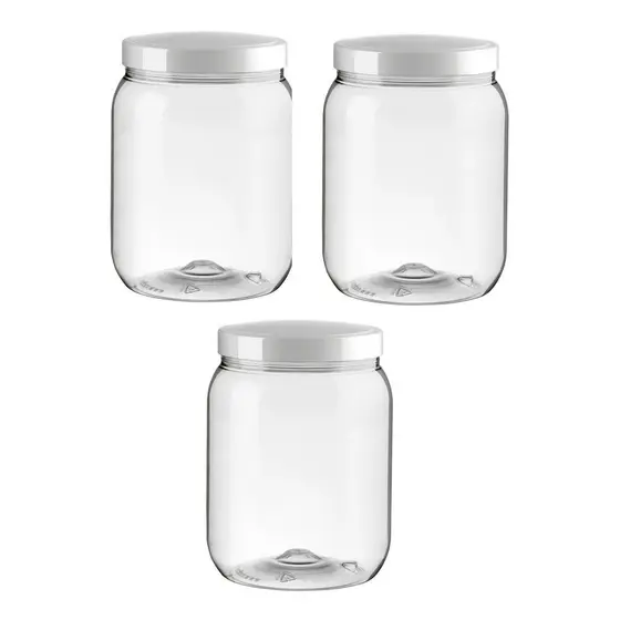 Kit 03 Pote Hermético De Plástico Cristal Com Tampa 1 Litro Mantimento Organizador