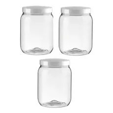 Kit 03 Pote Hermético De Plástico Cristal Com Tampa 1 Litro Mantimento Organizador
