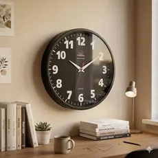 Relógio De Parede Grande Plashome Kappa Classico Preto Preto 28 Cm Sala Cozinha Decoração Escritório Consultório