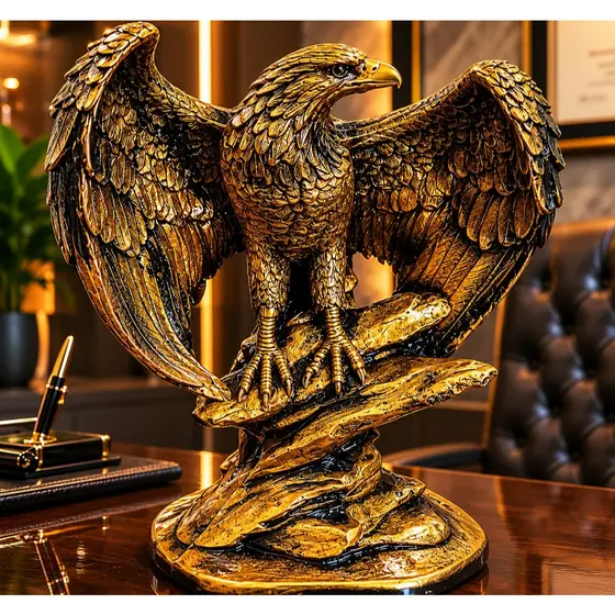 Águia Asa Aberta Ataque Escultura Estatueta Decorativa Enfeite Casa Sala Escritório