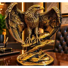 Águia Asa Aberta Ataque Escultura Estatueta Decorativa Enfeite Casa Sala Escritório