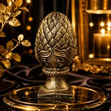 Escultura de Pinha Decorativa Oval Ouro Velho Luxo Vintage Elegante Em Resina