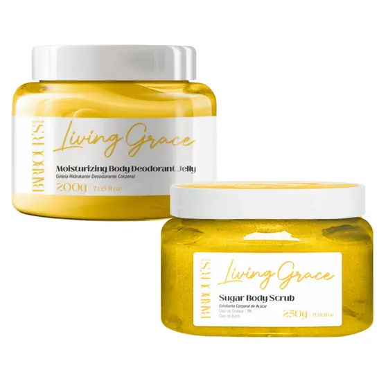 Kit Geleira Hidratante e Esfoliante Body Scrub Living Grace Barbour's Beauty