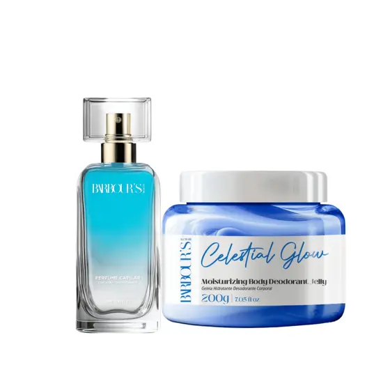 Kit Perfume Capilar 50ml Geleia Hidratante Corporal 200g Celestial Glow Barbour's Beauty