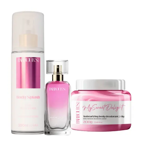 Kit Body Splash Geleia Hidratante Perfume Capilar My Sweet Delight Barbour's Beauty Corporal