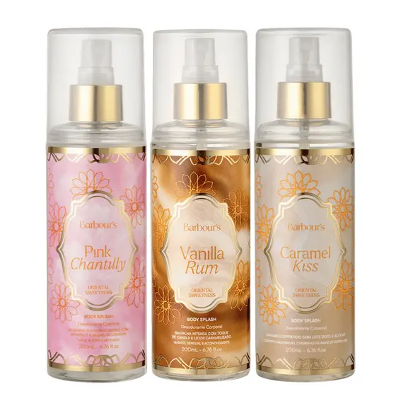 Kit Trio Body Splash Árabes Caramel Kiss Vanilla Rum Pink Chantilly 3x200ml