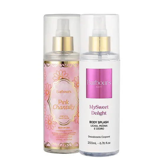 Dupla Body Splash Delight e Pink Chantilly Barbour’s Beauty 200ml Perfume Feminino