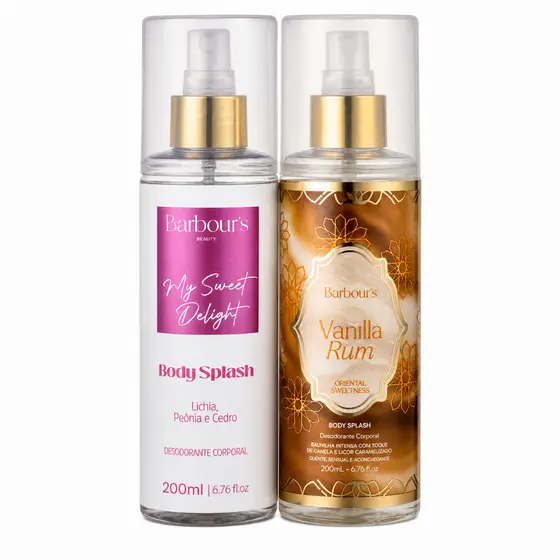 Dupla Body Splash Delight e Vanilla Rum Barbour’s Beauty 200ml Perfume Feminino