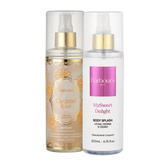 Dupla Body Splash Delight e Caramel Kiss Barbour’s Beauty 200ml Perfume Feminino