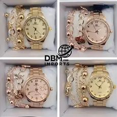 Kit Relógio Feminino Luxo 18K + Pulseira – Presente Ideal com Estilo e Qualidade