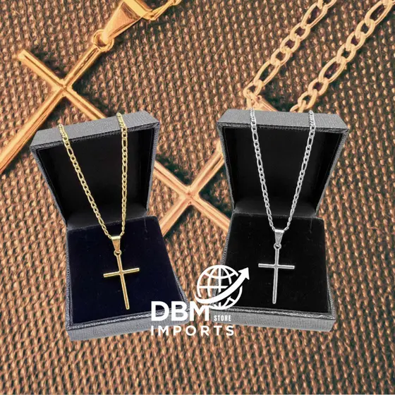 Kit Corrente 3x1 + Pingente Cruz Banhado a Ouro 18K – Estilo e Elegância para Todos