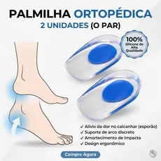 Kit 2 Palmilha Silicone Gel Ortopédica Esporão Calcanheira Calcanhar Transparente Confortável Relaxa