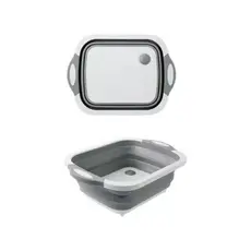 Bacia de Silicone Retrátil Multiuso Lava E Corta Alimentos Serve De Tábua Lava Frutas Saladas Verduras Cozinha