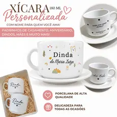 Kit Xícaras Personalizadas 180ml Com Pires  | Presente Padrinhos de Casamento, Madrinha, Dindos, Batizado Logo