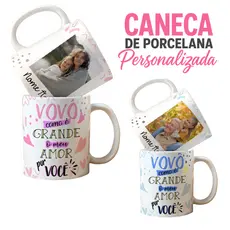 Caneca De Porcelana Personalizada 325ML  Com Foto e Nome Dia dos Avó s ,  Presente Vovô Vovó vó e vô