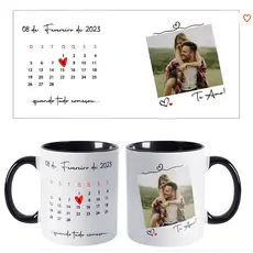 Caneca de Calendário Personalizada com foto e data | dia dos Namorados, Casamento, aniversário