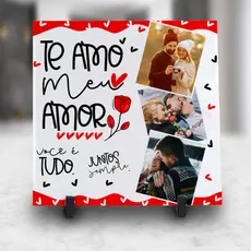 Azulejo Personalizado Namorados e Casal Com foto e Nome 15x15cm Cerâmica Premium Enfeite e Decoração