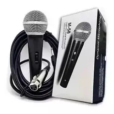 Microfone Profissional Com Cabo M-58 Sm58 5 Metros Fios Chave Liga Desliga Saída P10 Envio Imediato