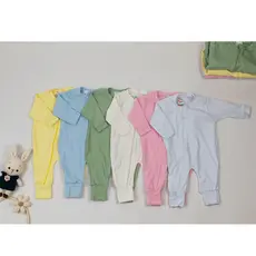 Kit 2 Macacão Canelado com Zíper até o Pé e Vira Pé Bebê Algodão Menina, Menino e Unissex Enxoval