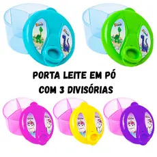 Pote Para Leite Em Pó Porta Leite Com 3 Divisórias Dino/Uni Menino Menina