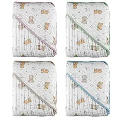 Toalha com capuz Soft Ursinho 68x68cm 100% Algodão Dupla Camada Macia Inconfral Enxoval de Bebe