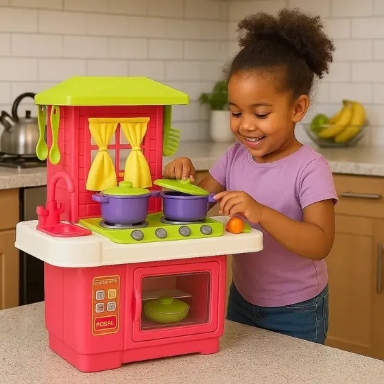 Kit Cozinha Infantil Forno fogão Acessórios Criança Colherzinha Brinquedo Panelinha Boneca Presente