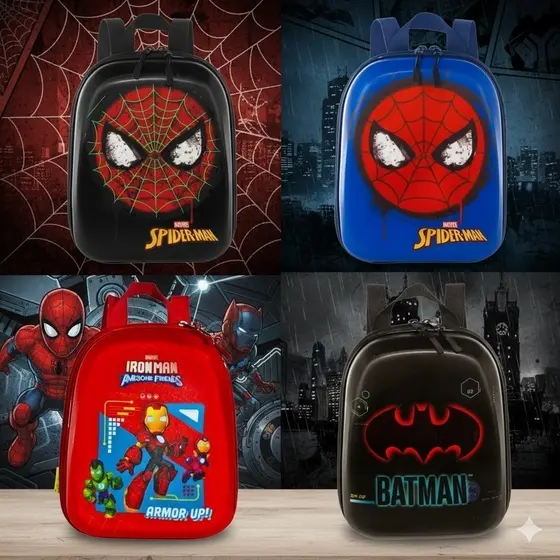Mochila Infantil Masculina Tamanho P Colorida, Menino Creche, Escolinha Passeio Pequena, Alça Zíper.