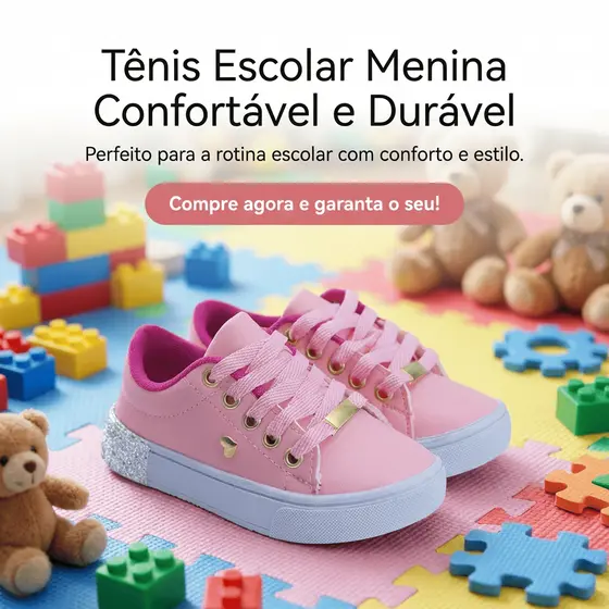 Tênis Menina Casual Para o Dia a Dia |  Leve, Confortável e Combina Com Tudo Do 25 ao 36| COMPRE JÁ!