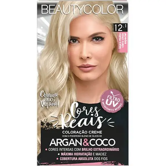 Tinta BeautyColor Kit 12.1 Louro Muito Claro Cinza Especial