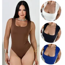 Body Feminino Decote Quadrado Regata Com Forro Elegante Collant Suplex Premium Moda Feminina