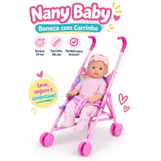 Kit Boneca Bebê 33cm com Carrinho 46cm Infantil Nany Baby – Envio Rápido e Compra Segura