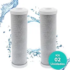 Kit 2 Filtros Refil Carvão Ativado Carbon Block 10 Para Filtragem e Tratamento de água Purifica