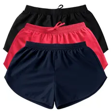 KIT 3 short tactel feminino para praia corrida caminhada soltinho e confortável de secagem rápida P ao EXG